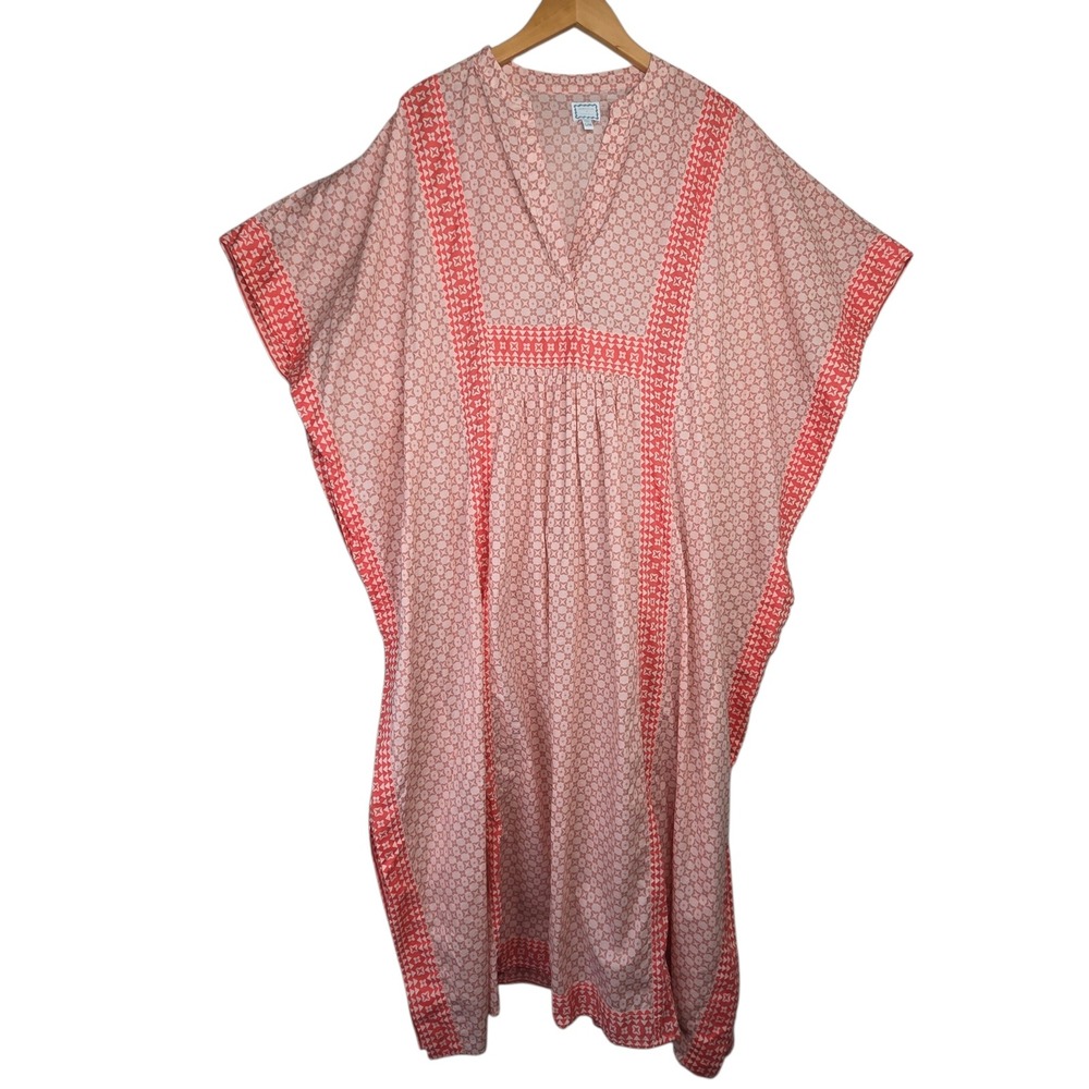 Society Social Crown & Ivy Womens Pink Cotton Kaftan Maxi Dress S/M Resort Boho